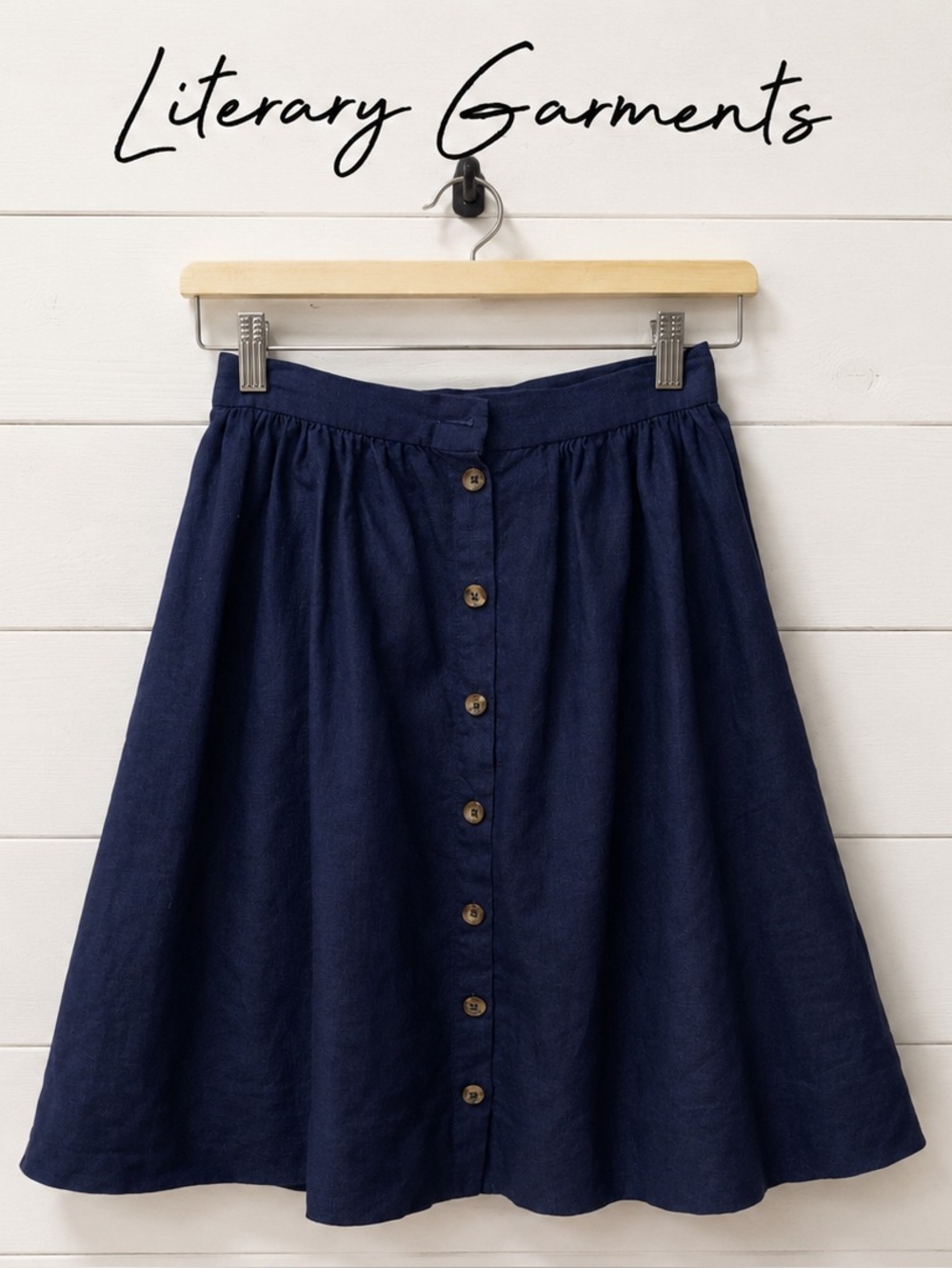 Literary Garments Button-Front Skirt – Navy – Estimated Size XS